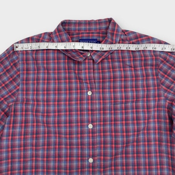 Pendleton Shirt Womens Extra Large Red Blue Check Button Up Long Sleeve Outdoor - Picture 11 of 14
